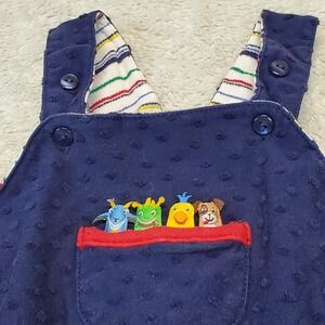 Vintage Baby Einstein Blue Swiss Dot Romper Overall‎ One Piece Baby Boy 6 Months